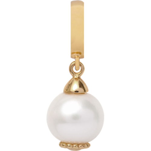 Christina Pearl Dream 09 White charm – forgyldt sølv, 6 mm til Classic læderarmbånd