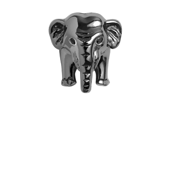 Christina Elephant charm – sort sølv, 6 mm til Classic læderarmbånd