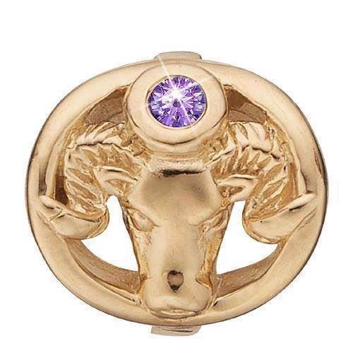 Christina Stjernetegn Vædder charm – forgyldt sølv, 6 mm til Classic læderarmbånd