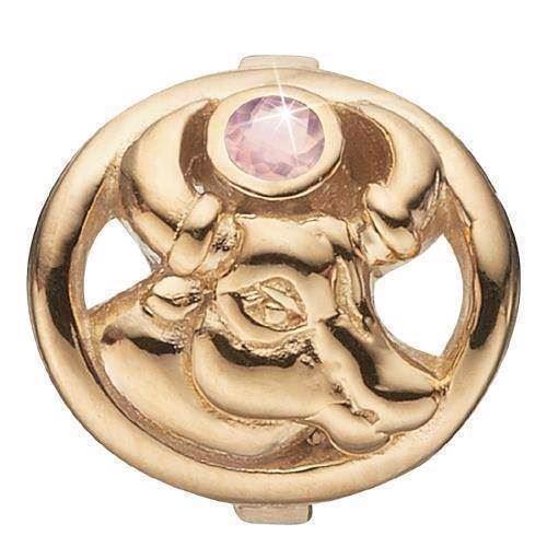 Christina Stjernetegn Tyr charm – forgyldt sølv, 6 mm til Classic læderarmbånd