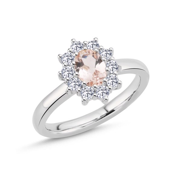 Dawn fingerring, med i alt 0,50 ct Morganit & diamanter i 14 kt hvidguld