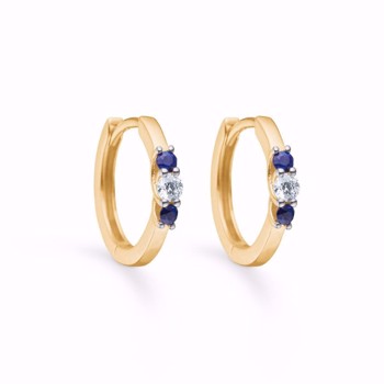 Creoler I 8 Karat Guld med Safir og Zirkonia, diameter 14,5mm