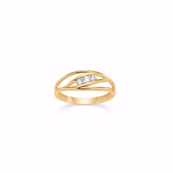 Ring i 8 Karat Guld med Zirkonia – Moderne Design med Elegante Linjer