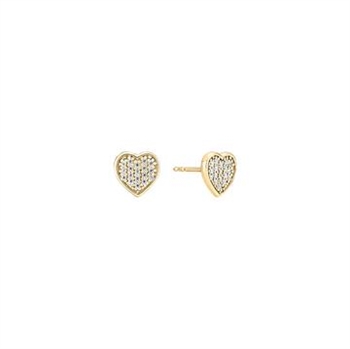 Ørestik hjerte 8x8 mm zirkonia forgyldt sterling sølv