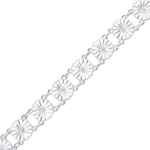 Lund Marguerit armbånd i sølv med hvid emaljeret 11,0 mm blomster