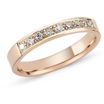 String rosagulds fingerring med 1-35 diamant ialt 0,01 - 0,35 karat