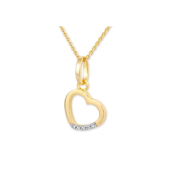 14 kt hjerte vedhæng med ialt 0,033 ct diamanter