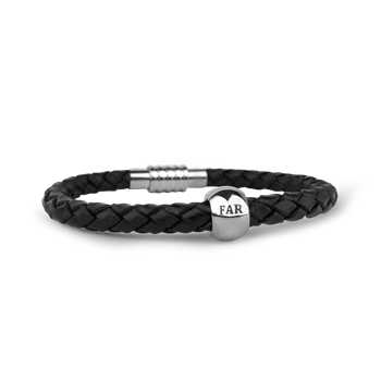 Aagaard Mens armbånd sort med rund far charm 21