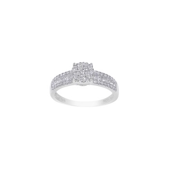 14 kt. hvidguldsring m/diamanter ialt 0.48 ct W/SI
