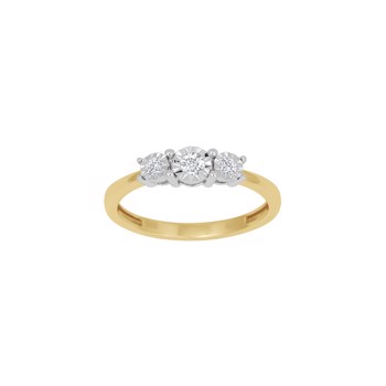 Guldring 14kt med tre diamanter i klynge, 0.16ct W/SI, fra Siersbøl.
