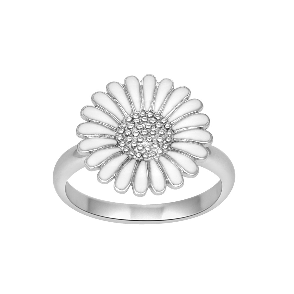 Ring med marguerit i rhodineret sterling sølv fra Siersbøl – forhandlet hos Houmann.dk
