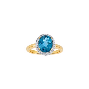 Ring i 14 karat guld med diamant 0,12 ct W/SI og lys topas fra Siersbøl – forhandlet hos Houmann.dk