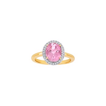 Ring i 14 karat guld med diamant 0,12 ct W/SI og pink topas fra Siersbøl – forhandlet hos Houmann.dk