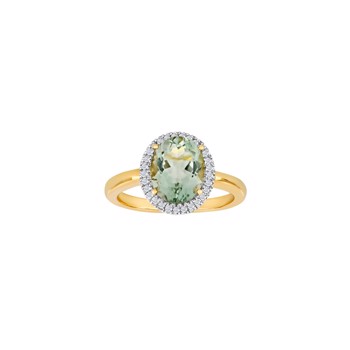 Ring i 14 karat guld med diamant 0,12 ct og grøn ametyst fra Siersbøl – forhandlet hos Houmann.dk