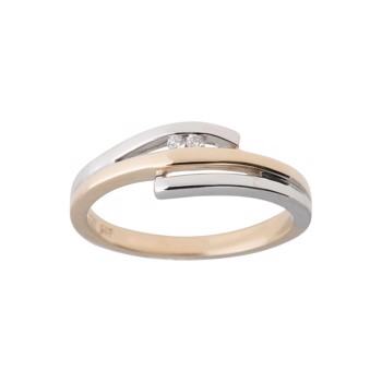 Ring i 14 karat guld med diamant 0,030 ct, bicolor fra Siersbøl – forhandlet hos Houmann.dk