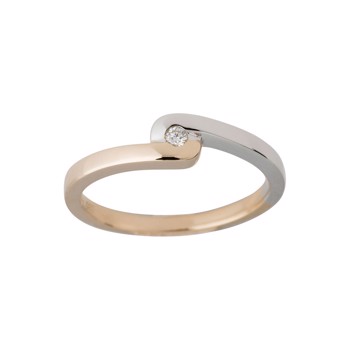 Ring i 14 karat guld med diamant 0,030 ct, bicolor fra Siersbøl – forhandlet hos Houmann.dk