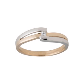 Ring i 14 karat guld med diamant 0,030 ct, bicolor fra Siersbøl – forhandlet hos Houmann.dk