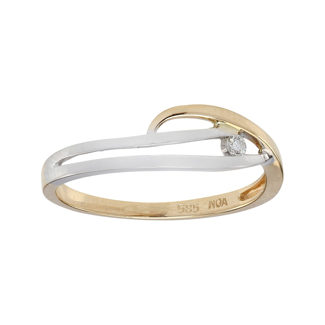 Ring i 14 karat guld med diamant 0,035 ct, bicolor fra Siersbøl – forhandlet hos Houmann.dk