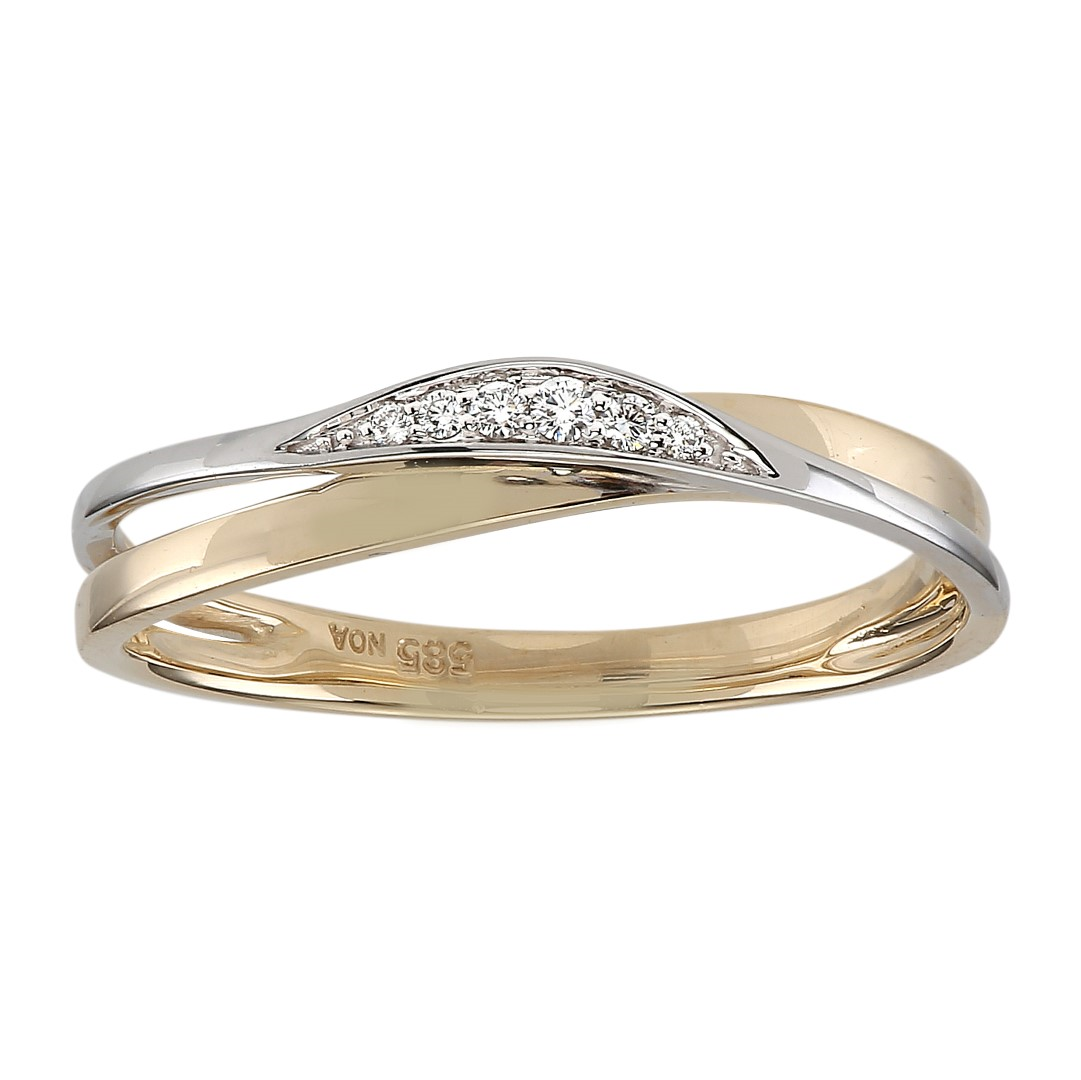 Ring i 14 karat guld med diamant 0,043 ct, bicolor fra Siersbøl – forhandlet hos Houmann.dk