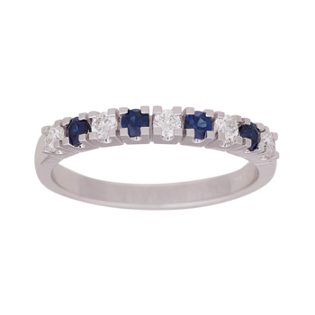 Alliancering i 14 karat hvidguld med diamant 0,25 ct og safir fra Siersbøl – forhandlet hos Houmann.dk