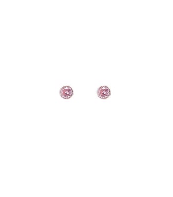L&G ørestik sølv rhodineret konisk rosa zirkonia