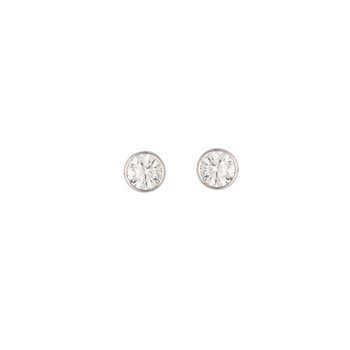L&G ørestik sølv rhodineret zirkonia konisk 3,5 mm