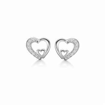 Ørestikker i rhodineret sterling sølv med zirkonia, 7 x 10 mm – Støvring Design