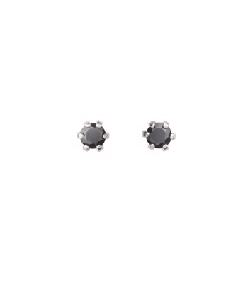 L&G ørestik sølv rhodineret 6 greb sort zirkonia 3,1mm