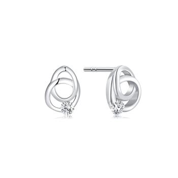 Ørestikker i rhodineret sterling sølv med klar oval zirkonia – Støvring Design