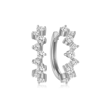 Ørestikker i rhodineret sterling sølv med klar rund zirkonia – Støvring Design