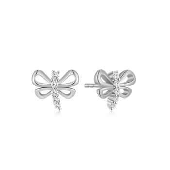 Ørestikker i rhodineret sterling sølv med klar zirkonia, 8 x 9 mm – Støvring Design