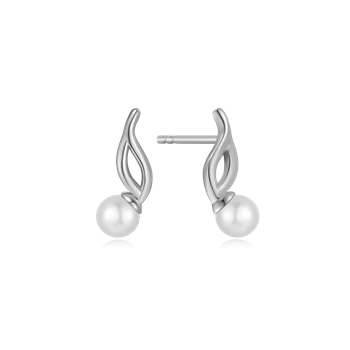 Ørestikker i rhodineret sterling sølv med ferskvandsperle, 12 x 3 mm – Støvring Design