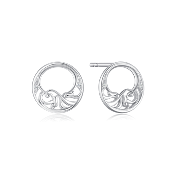 Ørestikker i rhodineret sterling sølv med klar zirkonia – Støvring Design