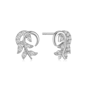 Ørestikker i rhodineret sterling sølv med klar zirkonia, 12 x 5 mm – Støvring Design