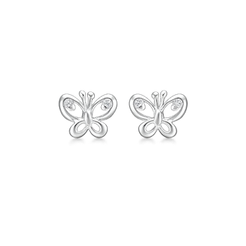 Ørestikker i rhodineret sterling sølv med zirkonia, 5 x 6 mm – Støvring Design