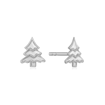 Sølv ørestikker formet som juletræer, elegant og minimalistisk design.