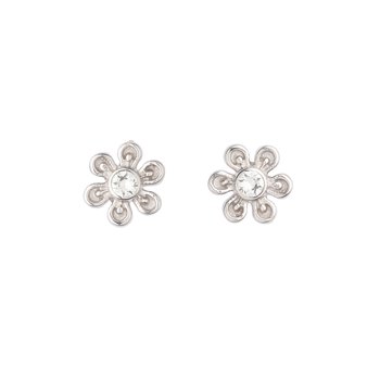 L&G ørestik sølv rhodineret blomst klar
