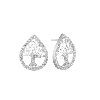 Ørestikker i rhodineret sterling sølv med zirkonia, 15,2 x 12 mm – Støvring Design