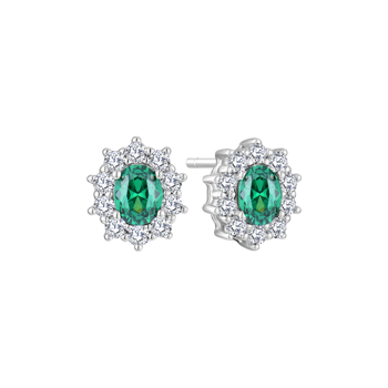 Ørestikker i rhodineret sterling sølv med hvid zirkonia, 9,7 x 8,6 mm – Støvring Design