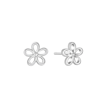 Ørestikker i rhodineret sterling sølv med blomst – Støvring Design