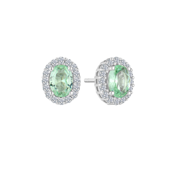 Ørestikker i rhodineret sterling sølv med klar oval zirkonia – Støvring Design