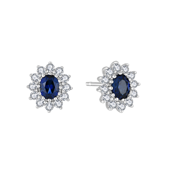 Ørestikker i rhodineret sterling sølv med oval zirkonia – Støvring Design