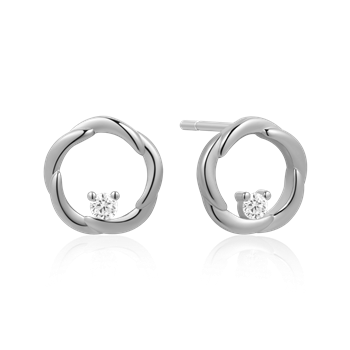 Ørestikker i rhodineret sterling sølv med klar zirkonia – Støvring Design