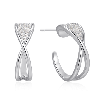 Creoler i rhodineret sterling sølv med zirkonia, 11 x 5 mm – Støvring Design