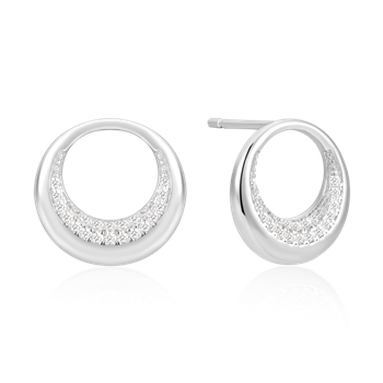 Ørestikker i rhodineret sterling sølv med klar zirkonia – Støvring Design