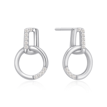 Ørestikker i rhodineret sterling sølv med klar zirkonia – Støvring Design
