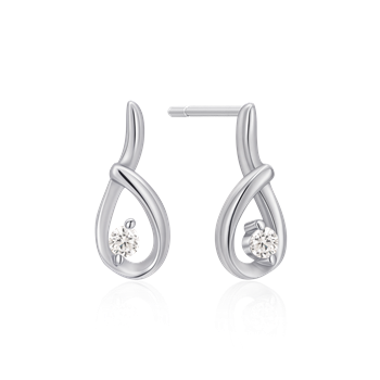 Ørestikker i rhodineret sterling sølv med zirkonia, 11 x 4 mm – Støvring Design