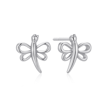 Ørestikker i rhodineret sterling sølv med sommerfugl, 8 x 7 mm – Støvring Design