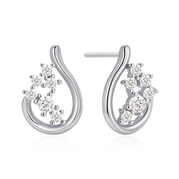 Ørestikker i rhodineret sterling sølv med zirkonia, 11 x 9 mm – Støvring Design