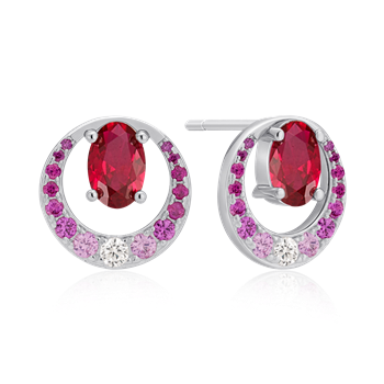Ørestikker i rhodineret sterling sølv med zirkonia, 5 x 4 mm – Støvring Design